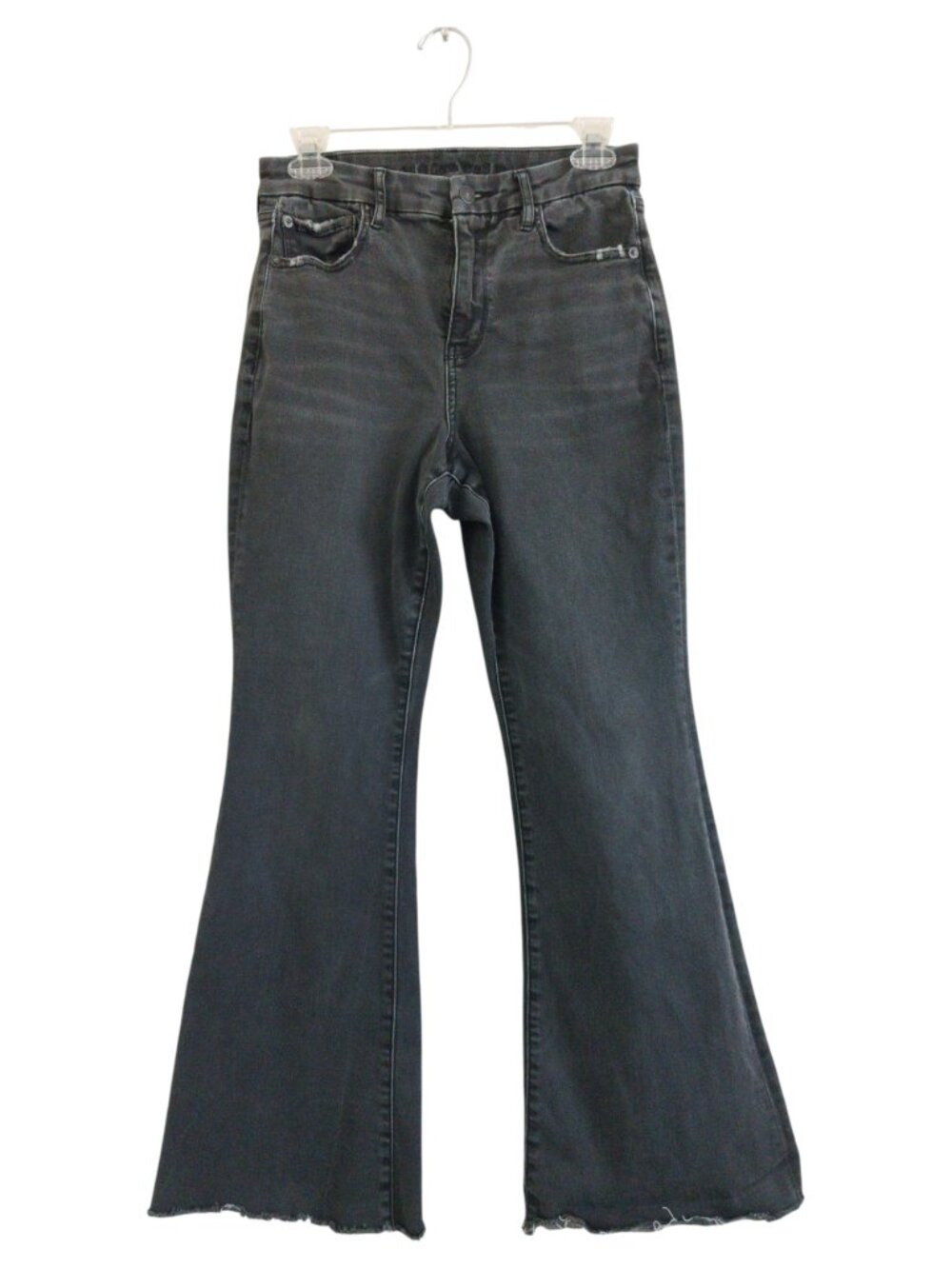 American Eagle Curvy Super High Rise Flare Jeans Size 6 Short Charcoal Wash